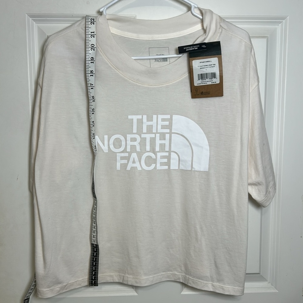 The North Face half dome crop T-shirt size large cream short sleeve cotton NWT - Picture 8 of 8